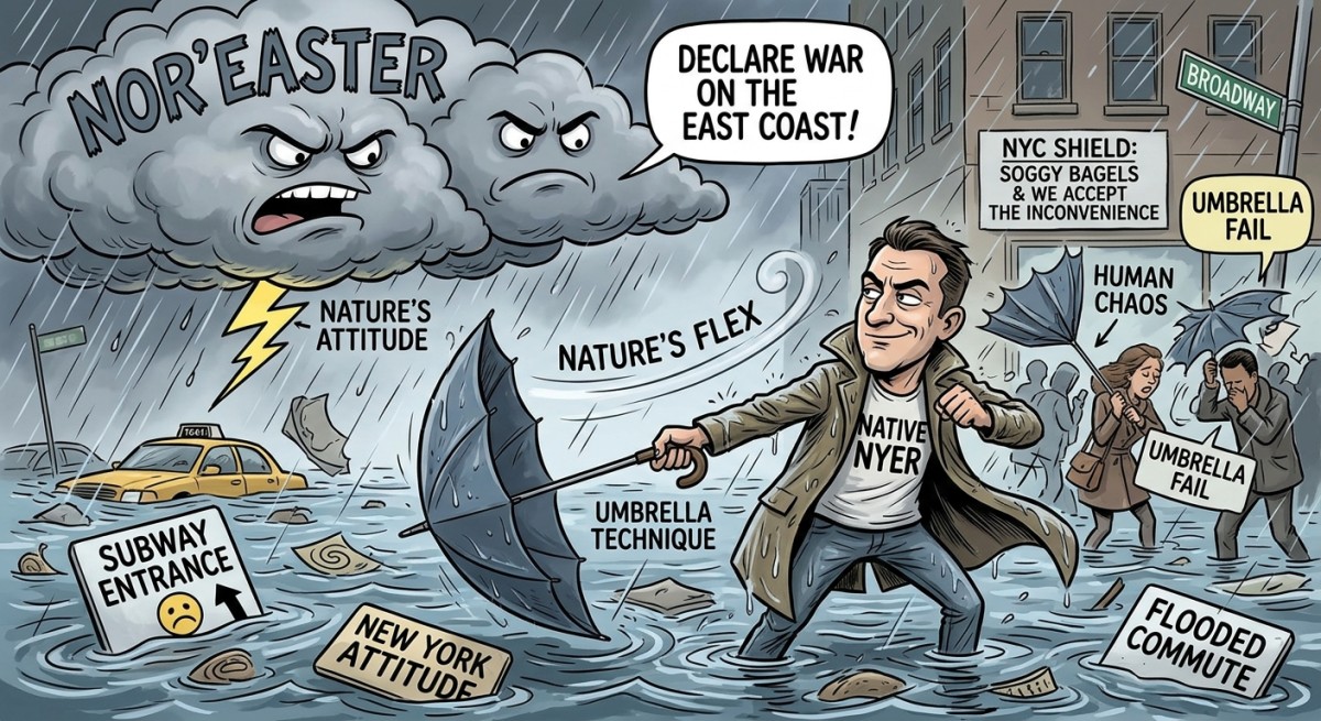 Nor’easter Declares War on the East Coast, Immediately Regrets It After Seeing New Yorkers’ Umbrella Technique