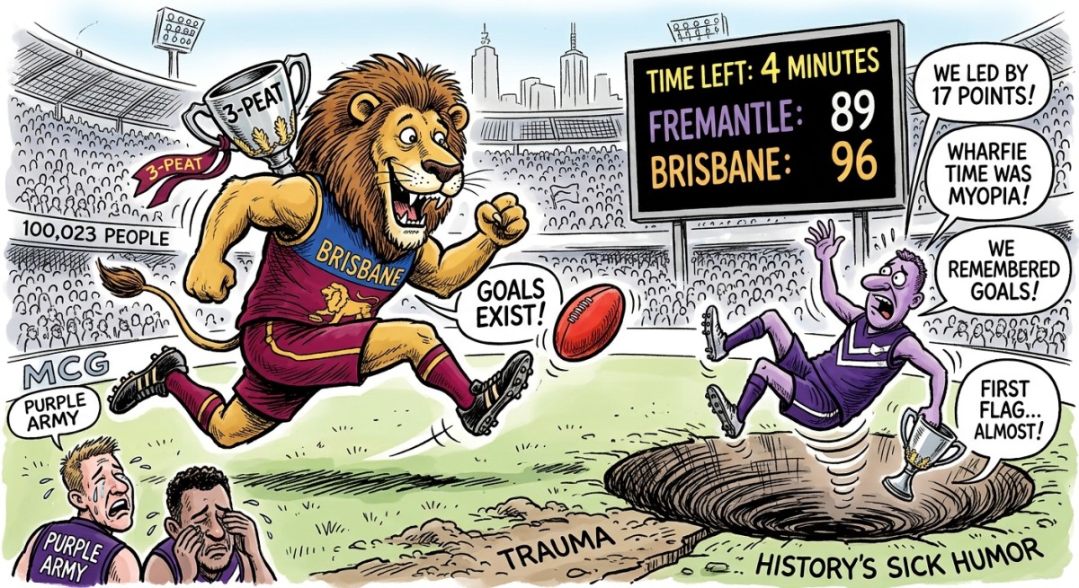 Brisbane Wins Third Straight AFL Flag by Remembering Goals Exist With Four Minutes Left