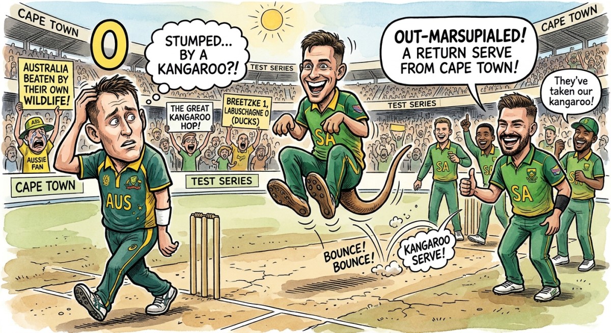 South Africa Answers Marnus Labuschagne's Duck With a Kangaroo Impression, Leaving Australia Outplayed by Its Own Wildlife
