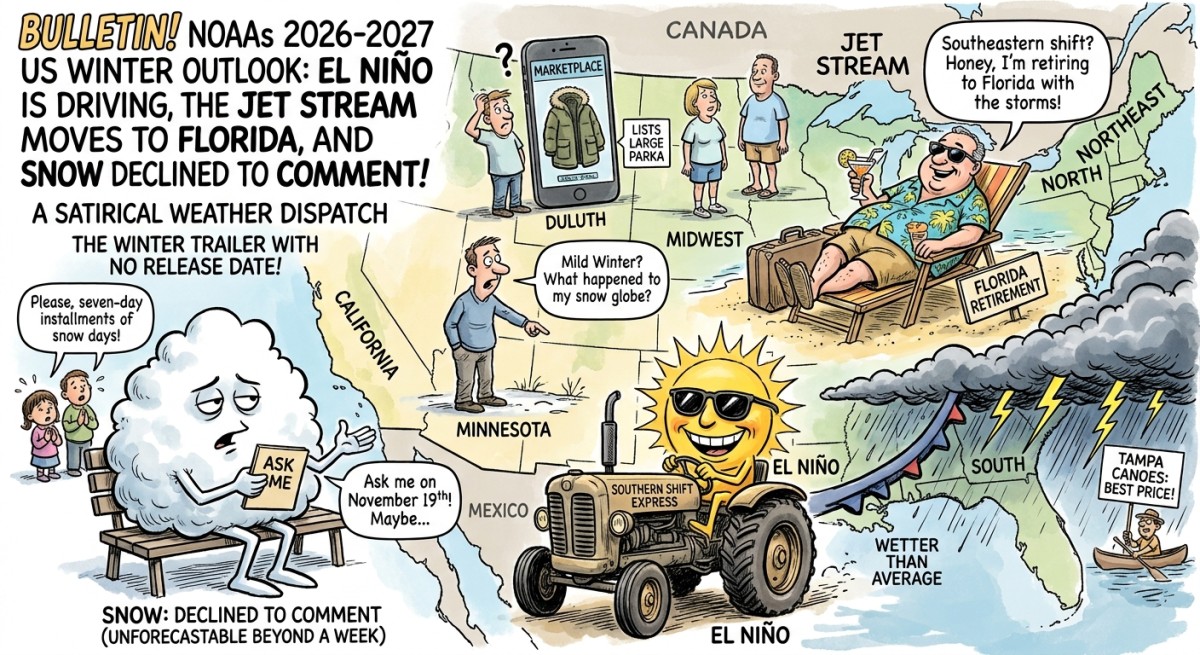 NOAA Unveils Winter Outlook: El Nino Is Driving, the Jet Stream Is Moving to Florida, and Snow Declined to Comment