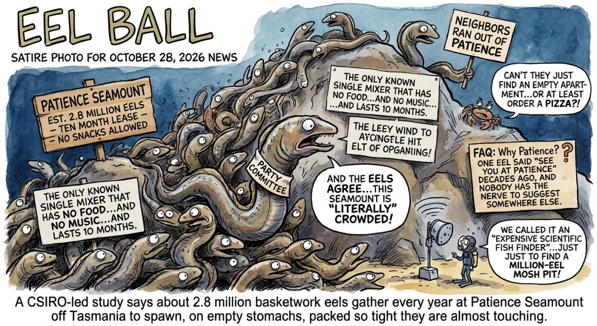 2.8 Million Eels Caught Hooking Up on an Underwater Mountain Named Patience, Which Is Exactly What Their Neighbors Ran Out Of