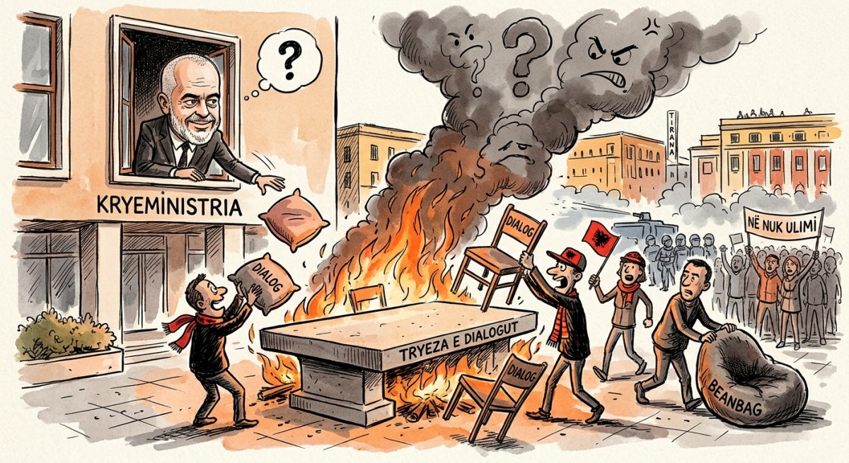 Albania's Prime Minister Keeps Putting Out Cushions for Dialogue, and Protesters Keep Returning Them as Smoke