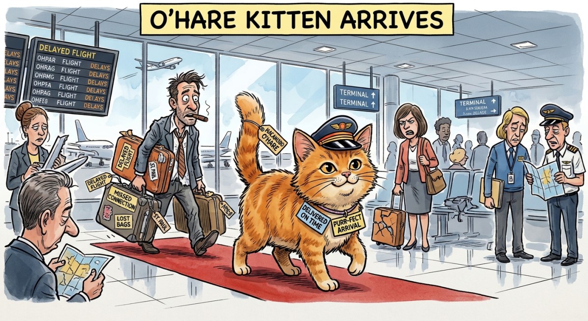 O'Hare Finally Delivers Something on Time, and It Was a Kitten