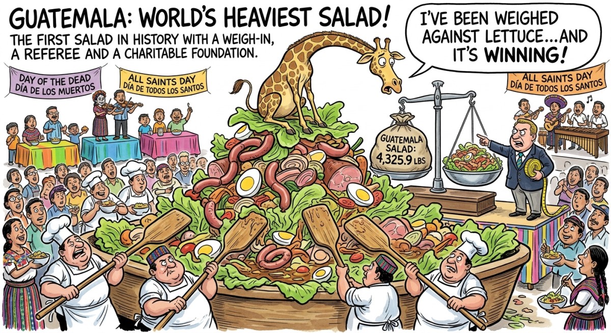 Guatemala Builds a Salad Heavier Than a Giraffe, Finally Giving Lettuce a Reason to Lift Weights