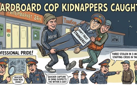 Two Men Steal a Cardboard Policeman From a Russian Supermarket, and the Real Police Catch Them Within a Day Out of Professional Pride