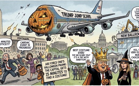 Trump Celebrates Halloween by Dressing Air Force One as a Low-Flying Jump Scare; Washington Gets 15 Minutes to Find Its Costume