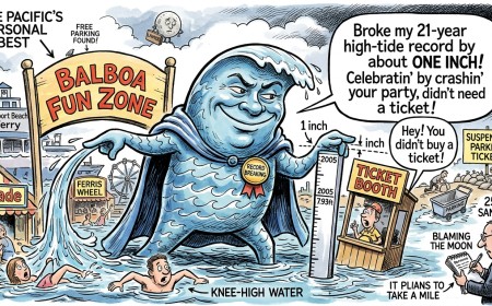 Pacific Ocean Breaks Its 21-Year High-Tide Record by About One Inch, Celebrates by Flooding the Balboa Fun Zone Without Buying a Ticket