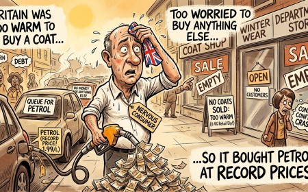 Britain Was Too Warm to Buy a Coat and Too Worried to Buy Anything Else, So It Bought Petrol at Record Prices
