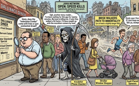 Study Finds Fast Walkers Live Longer, Confirming the Grim Reaper Mostly Catches People Who Stop to Read Restaurant Menus