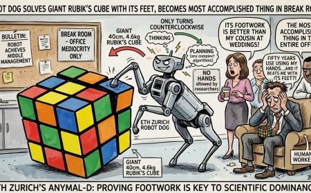 Robot Dog Solves Giant Rubik's Cube With Its Feet, Immediately Becomes the Most Accomplished Thing in Every Office Break Room