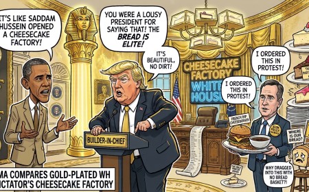 Obama Says Trump's White House Looks Like "Saddam Hussein Opened a Cheesecake Factory"; Cheesecake Factory Demands to Know Why It Was Dragged Into This With No Bread Basket