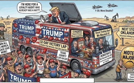 Trump Boards the Midterm Tour Bus for a 32-Day Victory Lap Through States That Already Own the Merch
