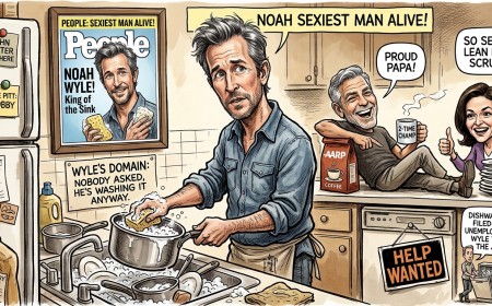 Sexiest Man Alive Noah Wyle Celebrates the Only Way He Knows: By Washing a Saucepan Nobody Asked Him To