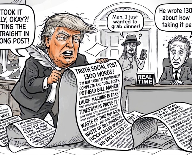 Trump Writes His Longest Post Ever, 1,300 Words, to Explain He Never Took Bill Maher Personally