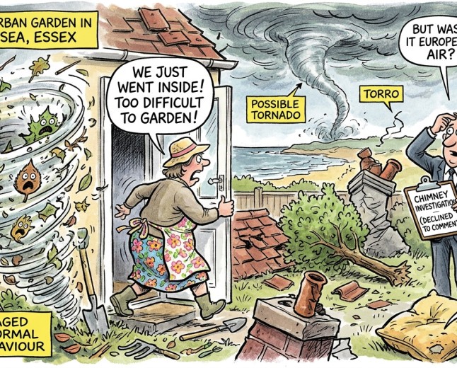Possible Tornado Hits Essex as Witness Reports Leaves Engaged in "Not a Normal Sort of Behaviour" and Britain Bravely Goes Inside