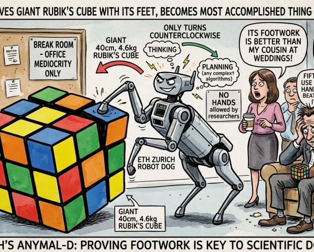 Robot Dog Solves Giant Rubik's Cube With Its Feet, Immediately Becomes the Most Accomplished Thing in Every Office Break Room