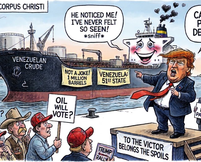 Trump Points at an Oil Tanker and Tells Texas It Is a Campaign Promise, and the Tanker, Which Cannot Vote, Has Never Felt So Seen