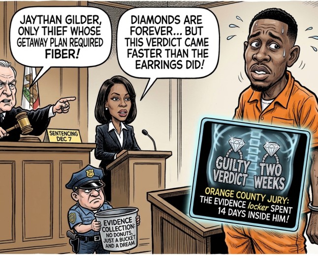 Florida Jury Convicts Man Who Swallowed $769,500 in Tiffany Earrings, Making Him the Only Thief in History Whose Getaway Plan Required Fiber